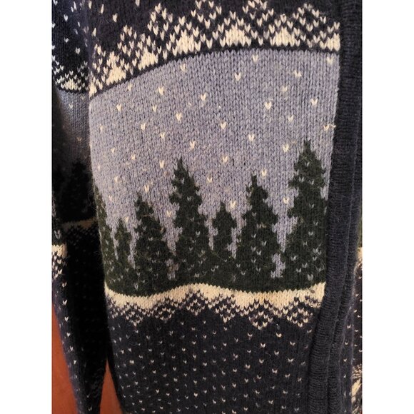 Vintage 90s Winter Theme Zip-Up Cardigan Sweater M - Picture 4 of 9